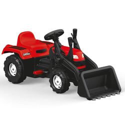 Dolu Ranchero Tractor with Excavator, Pedal Operated Kids Ride On Vehicle - Red Thumbnail