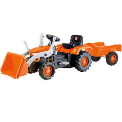 Dolu Tractor with Trailer and Excavator, Pedal Operated Kids Ride On Vehicle - Orange Thumbnail