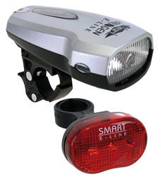 Smart Halogen Front 3 Diode Rear LED Bike Light Set, Waterproof - Battery Powered Thumbnail