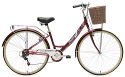 Tiger Traditional Ladies Heritage Dutch Style Bicycle, 700c, 7 Speed - Burgundy Thumbnail