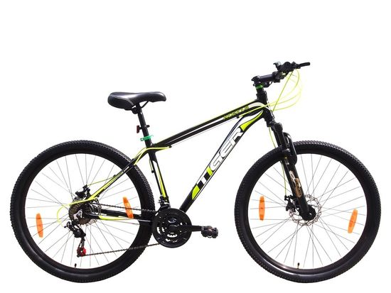 Tiger Ace 27.5 Mens HT Mountain Bike Black/Green, Alloy Frame - 650B  Wheels, 21 Speed