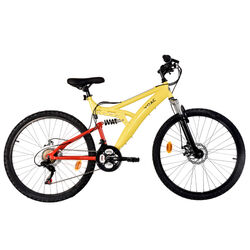 YOAC 18 Full Suspension Mountain Bike, 18 Speed - Yellow/Red Thumbnail