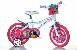 Dino Barbie Pink Kids Girls Bike with Basket - 16