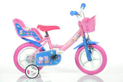 Dino Peppa Pig Pink Girls Bike with Doll Carrier - 12