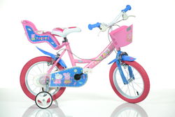 Dino Peppa Pig Pink Girls Bike with Doll Carrier - 14