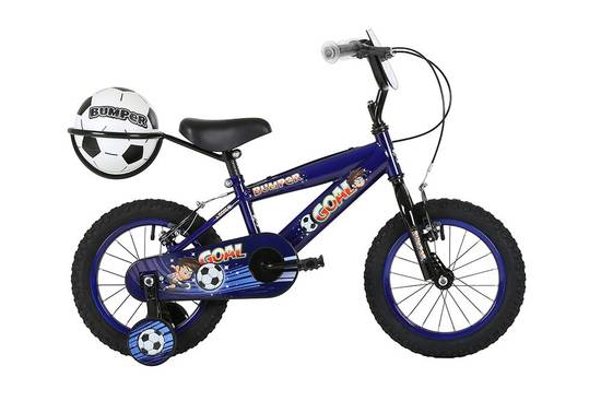 Bumper Goal Pavement Kids Bike With Stabilisers And Football 12-18 Red