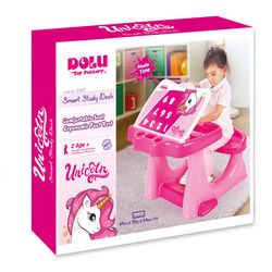 Imperfect Dolu Unicorn Kids Girls Study Desk Table and Chair Set - Pink 3 Thumbnail