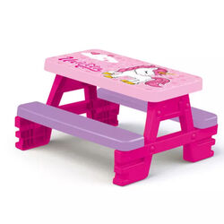 Imperfect Dolu Unicorn Kids Indoor Outdoor Garden Picnic Table for 4 - Pink Thumbnail
