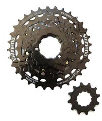 Imperfect Shimano Tourney TX CS-HG200-7 7 Speed Bicycle Cassette, 12-32T, Hyperglide - Black Thumbnail