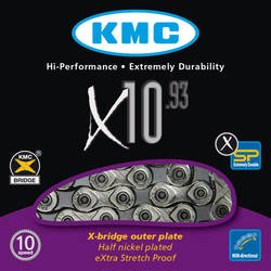 KMC X10-93 10 Speed Bicycle Chain - Silver/Black 1 Thumbnail