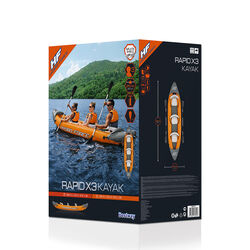 Bestway Hydro-Force Rapid X3 Inflatable Kayak - Orange/Grey 4 Thumbnail