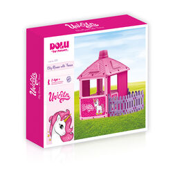 Dolu Unicorn City House with Fence Kids Outdoor Playhouse Set - Pink 1 Thumbnail