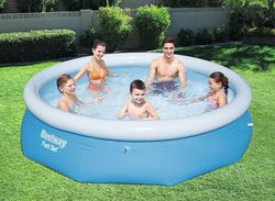 Bestway Fast Set Round Inflatable Family Swimming Pool, Blue - 10 ft x 30 in 1 Thumbnail