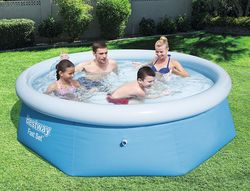 Bestway Fast Set Round Inflatable Family Swimming Pool, Blue - 8 ft x 26 Inch 1 Thumbnail