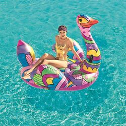Bestway Pop Art Ostrich Rider Inflatable Beach Swimming Pool Floater 2 Thumbnail