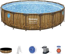 Bestway Power Steel Swim Vista Series Above Ground Swimming Pool Set, 18ft x 48