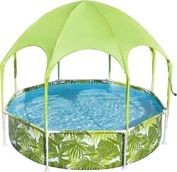 Bestway Paddling Pool with Sunshade - Green Tropical Thumbnail