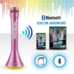 Mi-Mic Karaoke Microphone Speaker with Bluetooth and LED Lights - Pink 2 Thumbnail