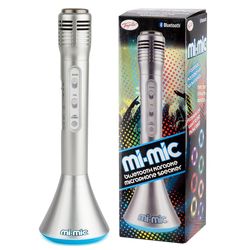 Mi-Mic Karaoke Microphone Speaker with Bluetooth and LED Lights - Silver Thumbnail