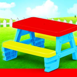 Dolu Toddlers Kids Picnic Table For 4, Indoor Outdoor - 2 Years + 2 Thumbnail