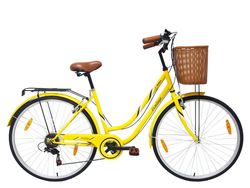 yellow old fashioned bike