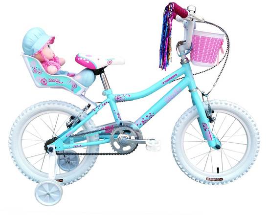 girls bike with doll carrier