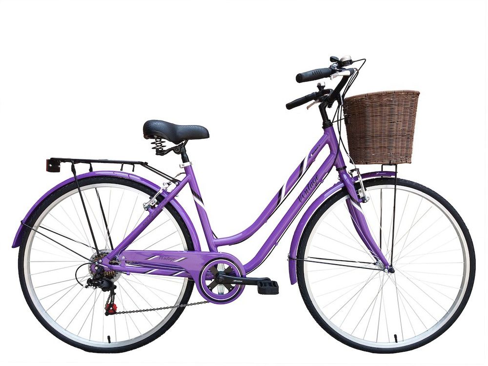 lilac bike with basket