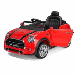 Mini Cabrio Kids Convertible Electric Ride On Car with LED Headlights - Red 1 Thumbnail