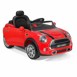 Mini Cabrio Kids Convertible Electric Ride On Car with LED Headlights - Red 3 Thumbnail