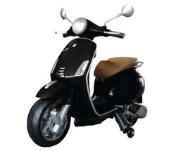 Vespa Primavera Licenced Kids 6v Electric Ride On Retro Moped - Black - 3-7yrs Thumbnail