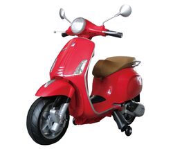 Vespa Primavera Licenced Kids 6v Electric Ride On Retro Moped - Red - 3-7yrs Thumbnail