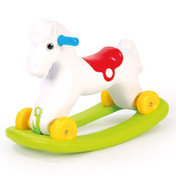 Dolu 2-in-1 Kids Rocking Horse with Wheels Ride On Toy Animal - White Thumbnail