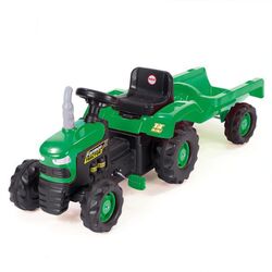 Dolu Kids Tractor Pedal Operated Ride On Truck with Trailer, Green - 3 Years+ Thumbnail