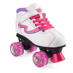 Xootz Disco Quad Skates Roller Skates Boots with LED Wheels, White 1 Thumbnail