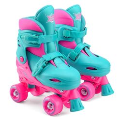 Xootz Kids Quad Skates Beginner Adjustable Roller Skates Girls, Pink/Blue Thumbnail