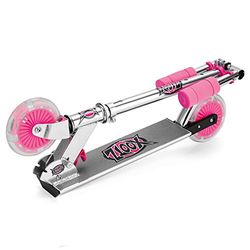 Xootz Kids Alloy Folding Push Kick Scooter with LED Wheels, Pink 1 Thumbnail