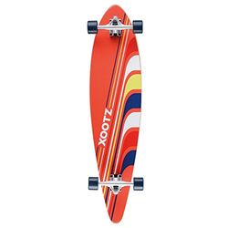 Xootz Kids Complete Pinstripe Longboard Skateboard, Orange - 40