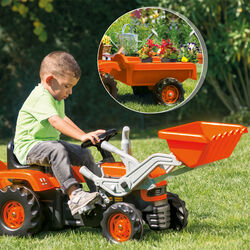 Dolu Tractor with Trailer and Excavator, Pedal Operated Kids Ride On Vehicle - Orange 3 Thumbnail