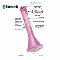 Mi-Mic Karaoke Microphone Speaker with Bluetooth and LED Lights - Pink - Image 2
