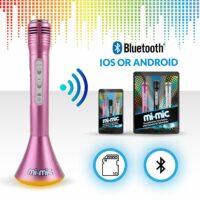 Mi-Mic Karaoke Microphone Speaker with Bluetooth and LED Lights - Pink - Image 3