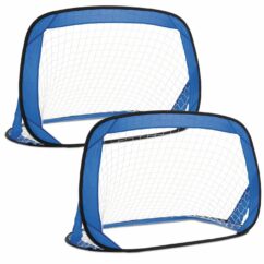 Toyrific Kids Pop-Up Fibreglass Soccer Football Sport Goals, Blue - Set of 2