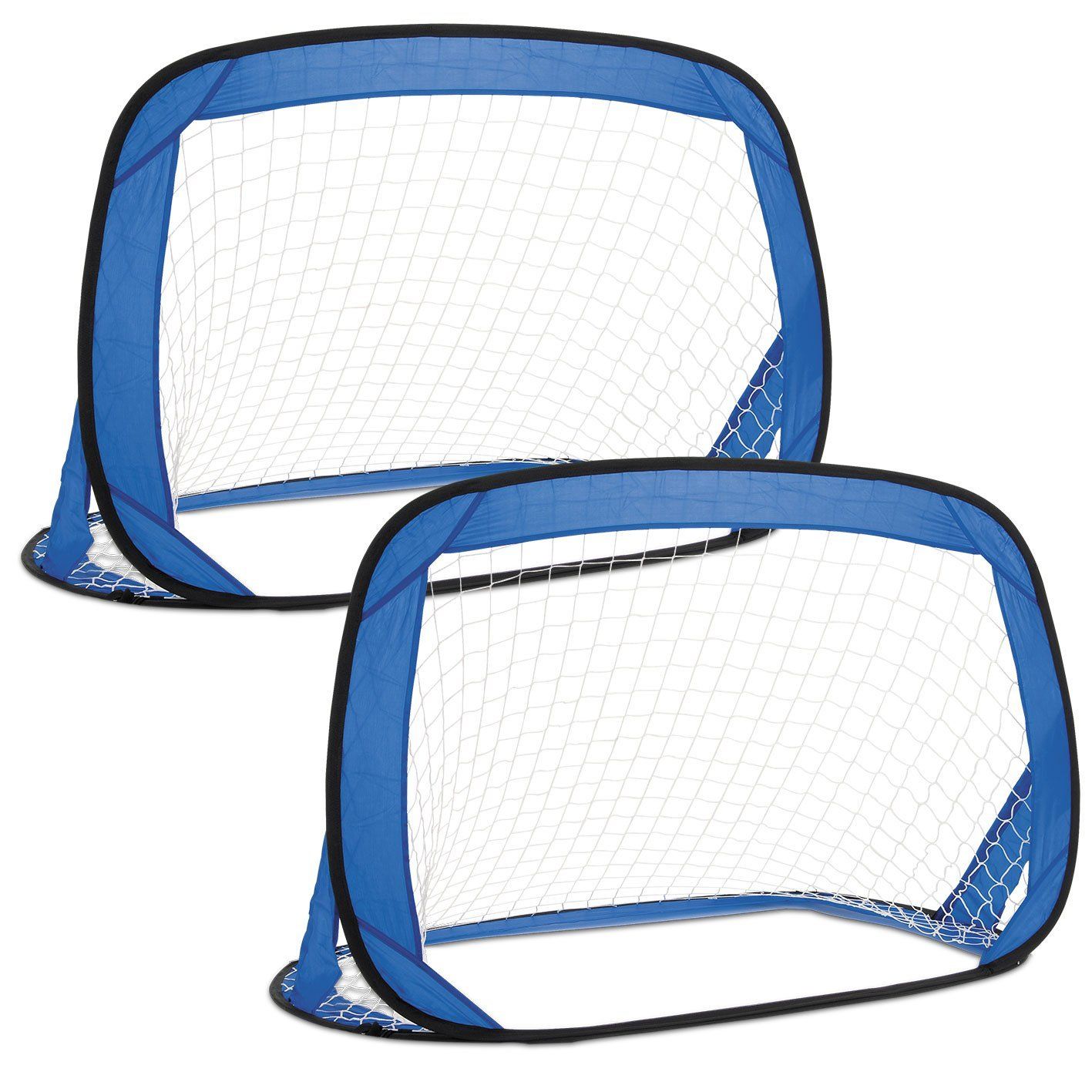 Toyrific Kids Pop-Up Fibreglass Soccer Football Sport Goals, Blue - Set of 2