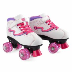 Xootz Disco Quad Skates Roller Skates Boots with LED Wheels, White