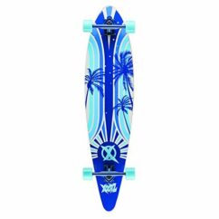 Xootz Kids Complete Island Longboard Skateboard, Blue White - 40"