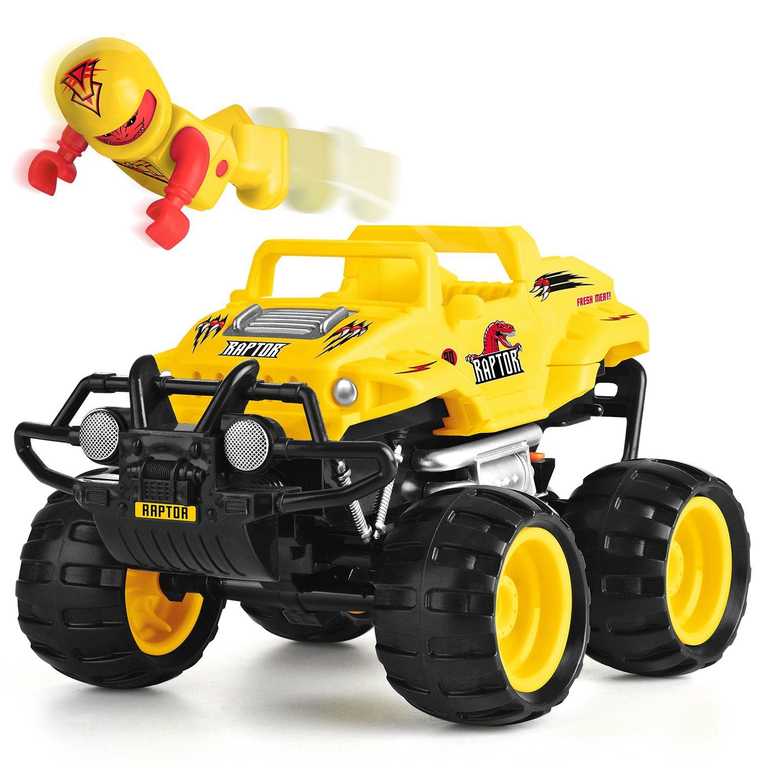 Toyrific Monster Smash Ups Rechargeable Remote Control RC Race Truck, Yellow - Raptor