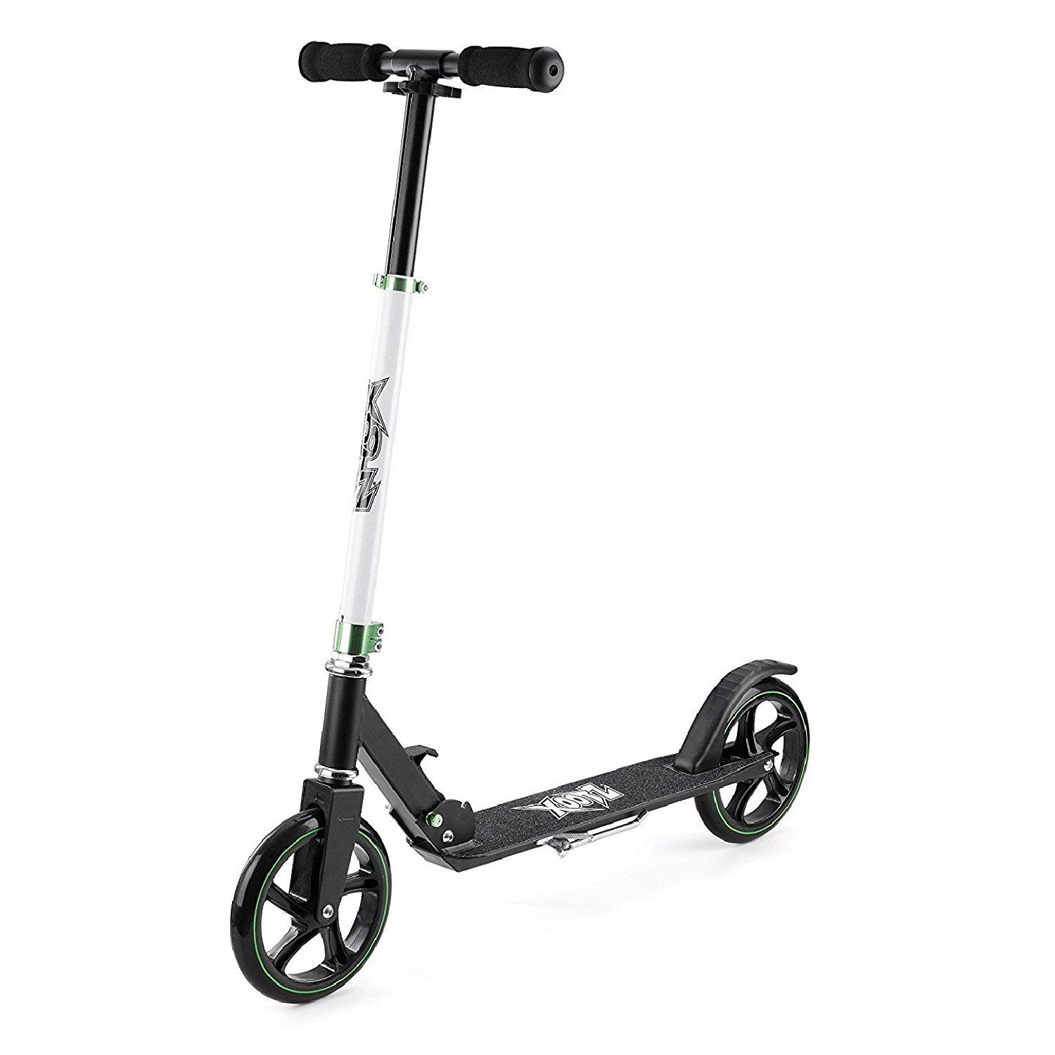 Xootz Big Wheel Kids Folding Push Scooter with Adjustable Handlebars - Black