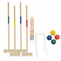 Garden Games Kids Wooden Croquet Set with Carry Bag, Outdoor Games