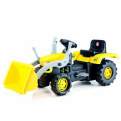 Dolu Kids Tractor Pedal Operated Ride On Truck with Excavator, Yellow - 3 Years+