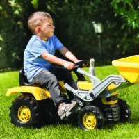 Dolu Kids Tractor Pedal Operated Ride On Truck with Excavator, Yellow - 3 Years+ - Image 3
