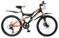 Boss Stealth Full Suspension Mountain Bike 24" Wheel - Black/Orange